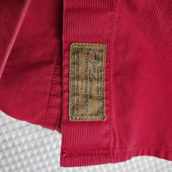 Ralph Lauren Gorp Utility Shirt Women’s M Red Pocket Hiking Outdoor Corduroy - Picture 7 of 14